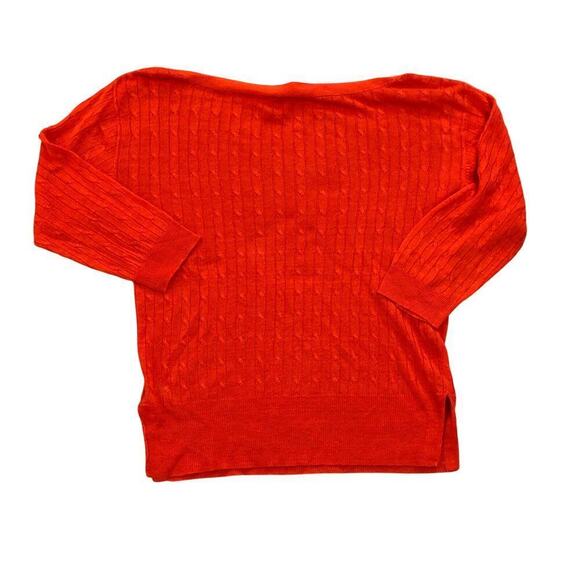 NWT J. Crew Womens 100% Linen Cable Knit Sweater Sz L Orange Light - Picture 6 of 9